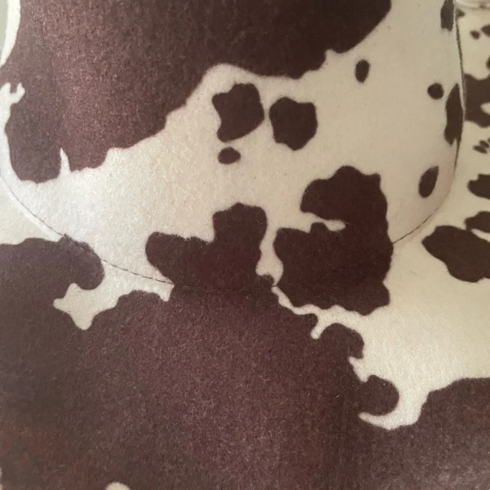 Urban Outfitters wool Brown and White Cow Print Cowboy Hat - Picture 5 of 14
